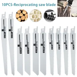 10 pçs reciprocating lâminas de serra de mão multifuncional corte madeira metal pvc tubo ferramentas elétricas acessórios diy lâmina serra