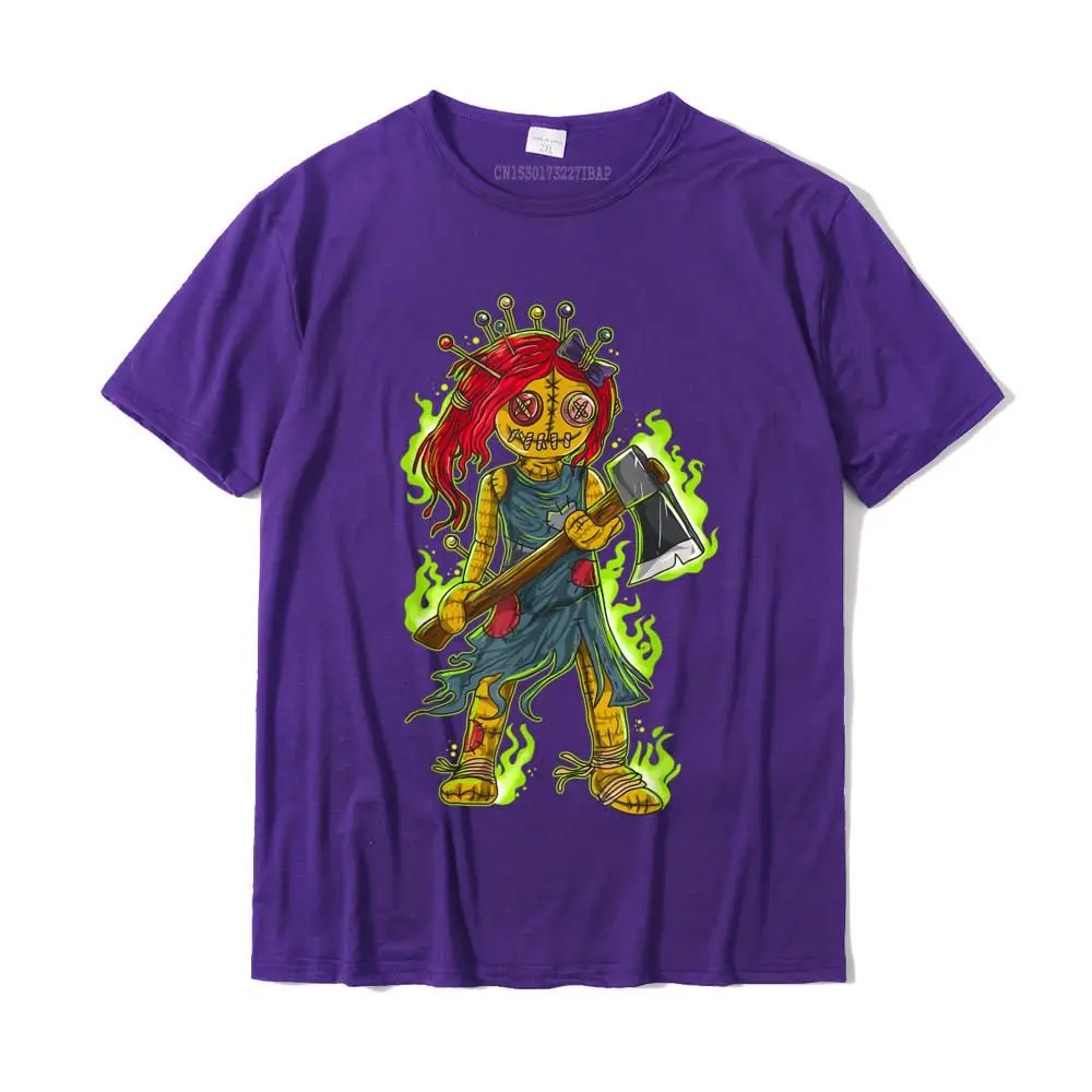 Simple Style Men Discount Printed Tops Tees Round Collar Mother Day Pure Cotton T Shirt Normal Short Sleeve Clothing Shirt Zombie Voodoo Doll Halloween Men Women Kids Gift T-Shirt__MZ23519 purple