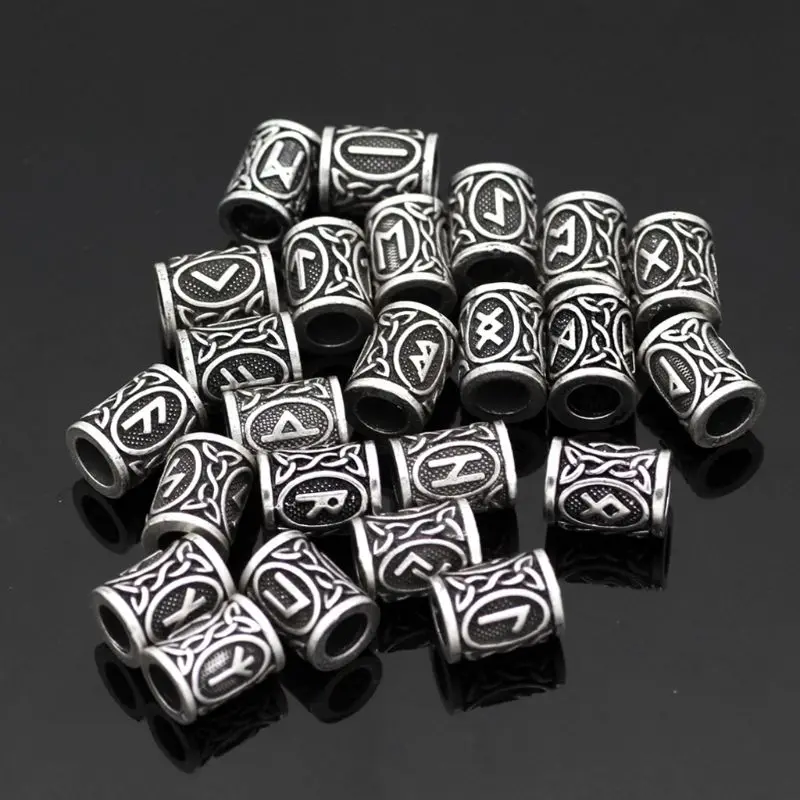 Contas de Metal Pçs do Vintage Costa Oeste Paracord Nórdico Viking Rune Prata Cor Faça Você Mesmo Antigo Pulseira Barba Cabelo Jóias Fazendo 24 8 High Quality Joias e Acessórios