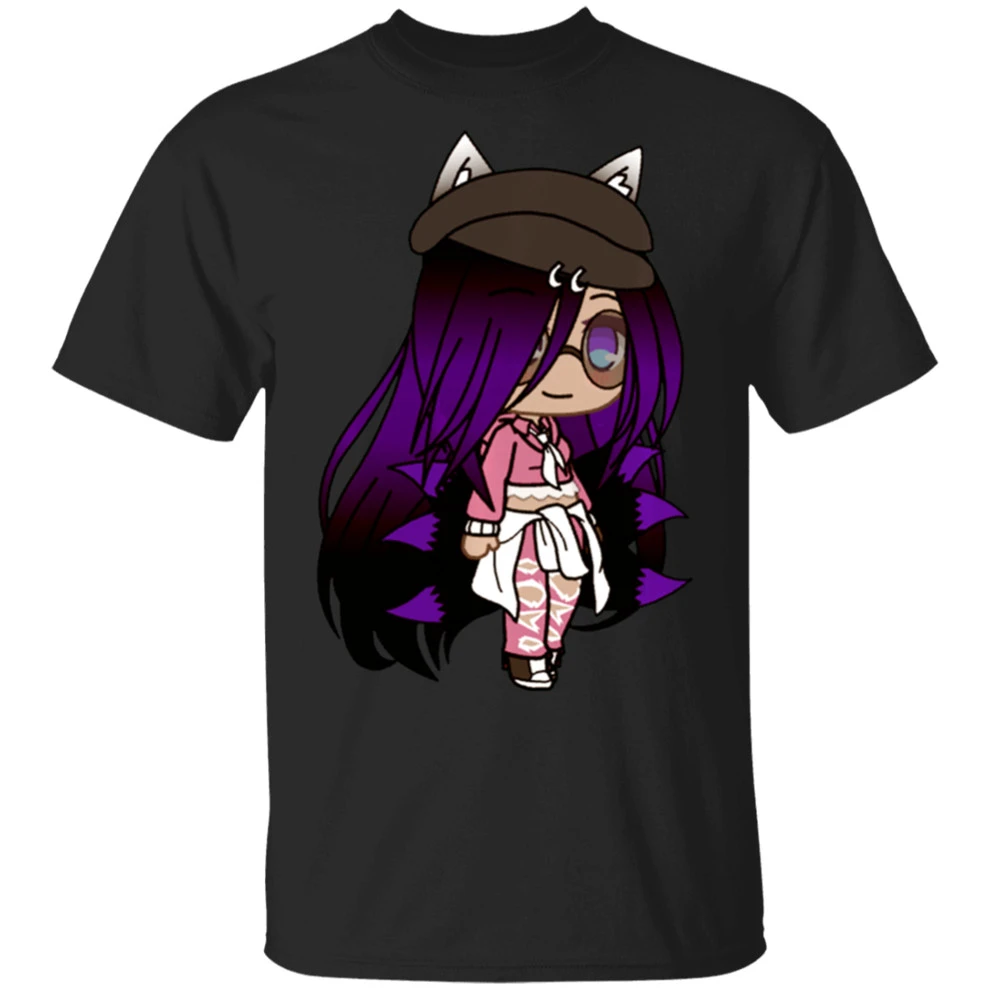 Cute Chibi Style Kawaii Anime Girl With Fox Ears And Tails Black T Shirt M Xxxl Summer Tee Shirt T Shirts Aliexpress