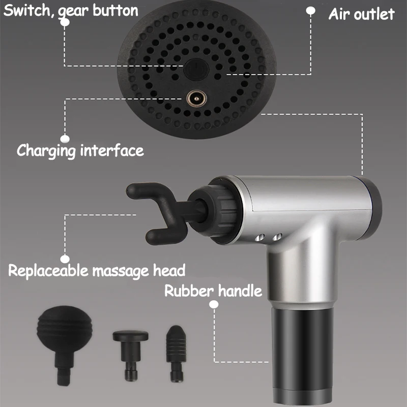 4400 об/мин терапевтические массажные пистолеты, 3 шестерни, массажер для мышц, боли, спортивный массажер, расслабляющий, для похудения тела, облегчение+ 4 головки