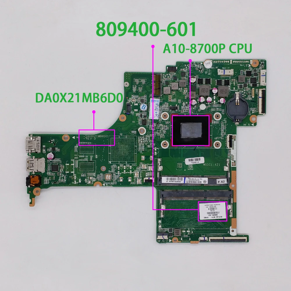 

for HP Pavilion NoteBook 17 17-G 17Z-G series 809400-601 809400-501 809400-001 DA0X21MB6D0 A10-8700P Laptop Motherboard Tested