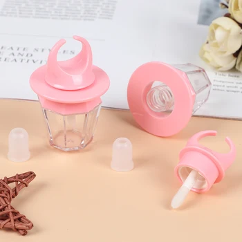 

8ml Pink Lip Gloss Tube Lips Balm Bottle Wand Brush Container Diamond Ring Shape Empty Lip Gloss Bottle Lipgloss Tube