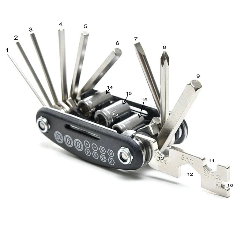 Multitool Bicycle Repair Tools Chain Hex Spoke Wrench Screwdriver 11 In 1 KiRSPF 
