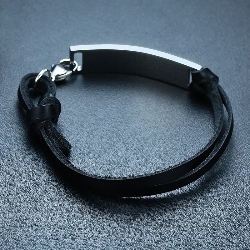 Нержавеющая сталь Мужской Braceelt кожаный браслет персонализированные для моего мужчины подарки для папы
