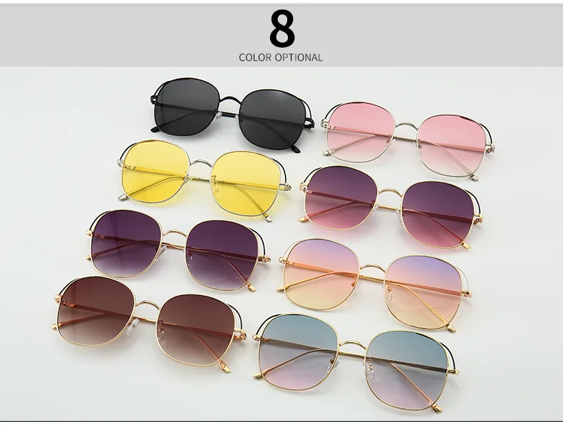 Маленькие круглые женские солнцезащитные очки, модные, прозрачные, красные, фиолетовые, розовые, металлические, женские, круглые, для вождения, солнцезащитные очки, оттенки, мужские, UV400, с коробкой, NX