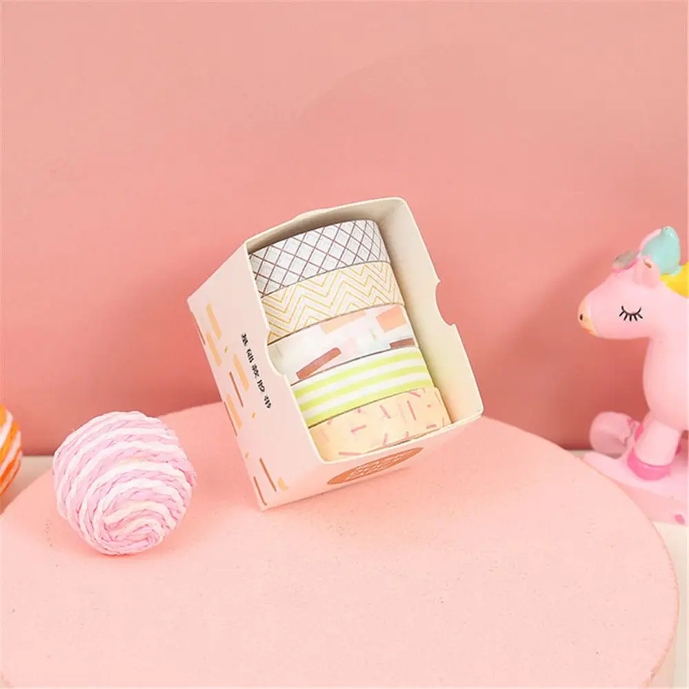 5Rolls/Box Cute Washi Tape Adhesive Masking Tape Scrapbooking Decorative Crafts Tape Set Stationery Office School Supplies 2