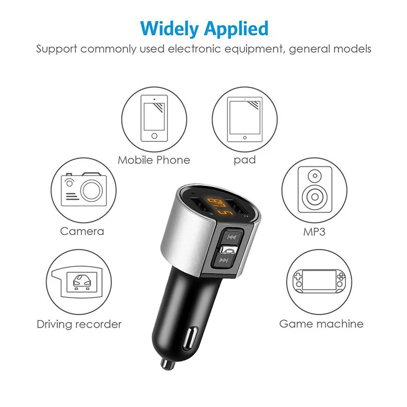 Car Charger For Huawei Mate 30 20 Pro Cigarette Lighter Dual USB bluetooth FM MP3 Player Transmitter Car Charger Accessories