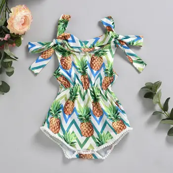 

2020 Baby Summer Clothing Newborn Infant Baby Girl Outfits Clothes Set Sling Bodysuit Pineapple Print Playsuit