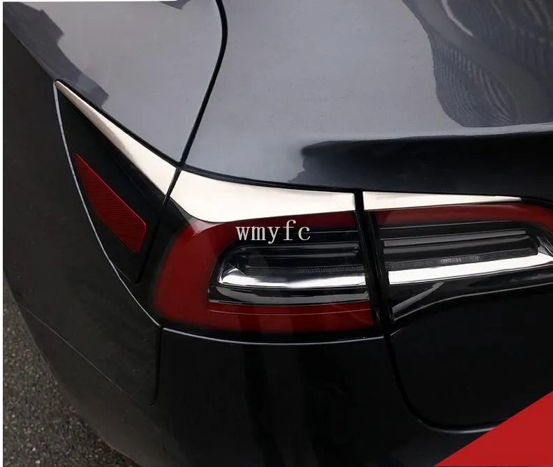 Для Tesla модель 3 6 шт./компл. задняя фара из нержавеющей стали отделка торможения украшение крышки наклейки полосы автомобиля Стайлинг Exter