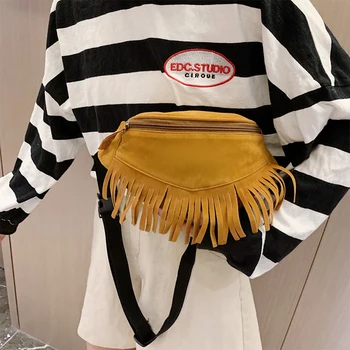 

2020 New Crossbody Bags for Women Single Shoulder Chest Messenger Bag Women's Handbag Tassel Design Wide Straps Day Clutches