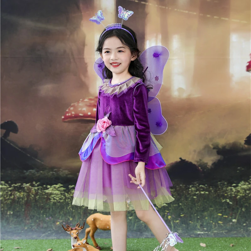 ハロウィン妖精子供コスプレ魔女服白雪姫エンジェルドレス 翼 2 枚子供ベビーステージダンス衣装dl6057 女の子のコスチューム Aliexpress