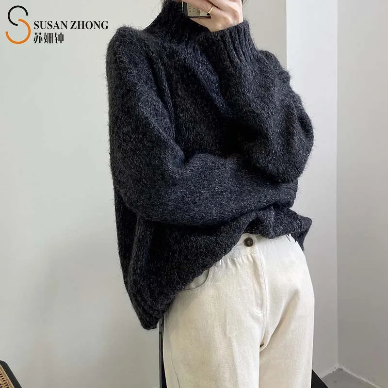 

Women Pullovers Female Sweater Christmas Collection Special Designed Mutli-Clolor Knitting Oversize Mock Neck Autumn Winter