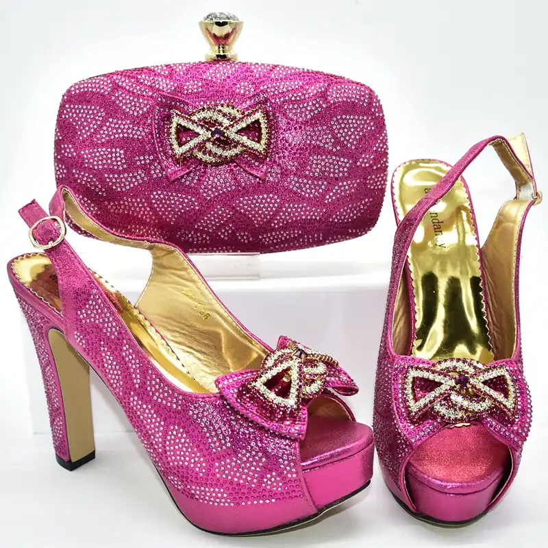 hot pink shoes and matching bag