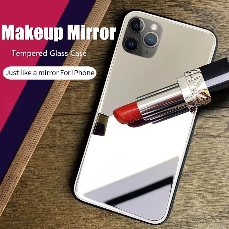 Роскошный зеркальный чехол из закаленного стекла для телефона iPhone 11 Pro XS Max X XR