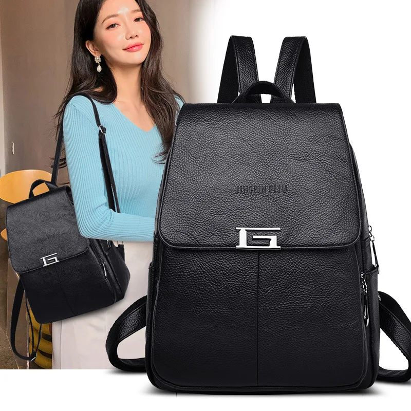 

2019 New Style Backpack Women's Fashion PU Leather Versatile Schoolbag Outdoor Backpack Customizable
