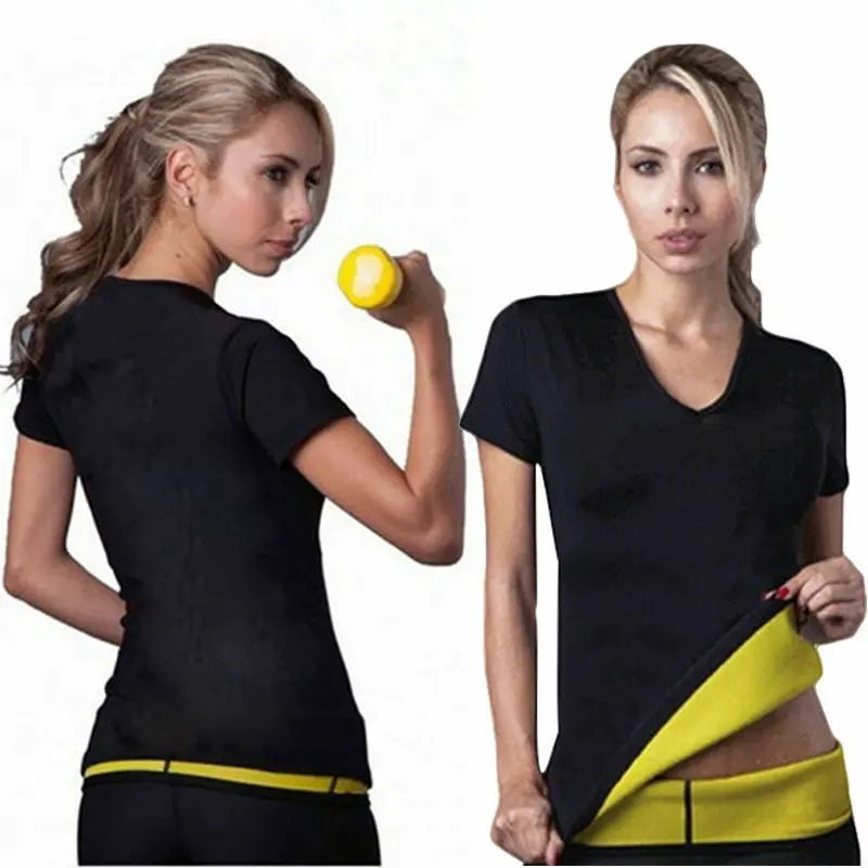 

Women Hot Neoprene Sauna Bodyshaper Slimming Waist Sports T Shirt Sport Wear Tops Fat Burning Sports T-Shirts