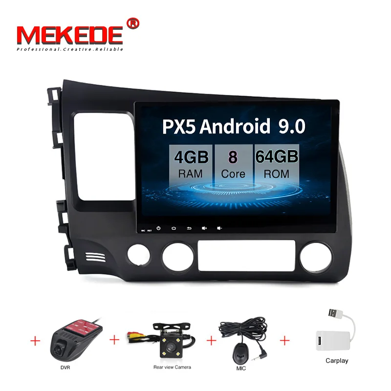 MEKEDE PX30 2G+ 16G Android 9,0 4G Автомобильный Радио Мультимедиа Видео плеер навигация gps для Honda Civic 2006-2011 2 din dvd raido
