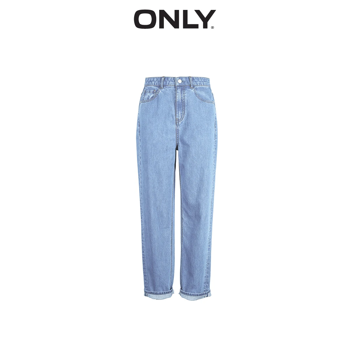 ONLY2019 летние новые хлопковые однотонные укороченные джинсы с высокой талией | 119149642