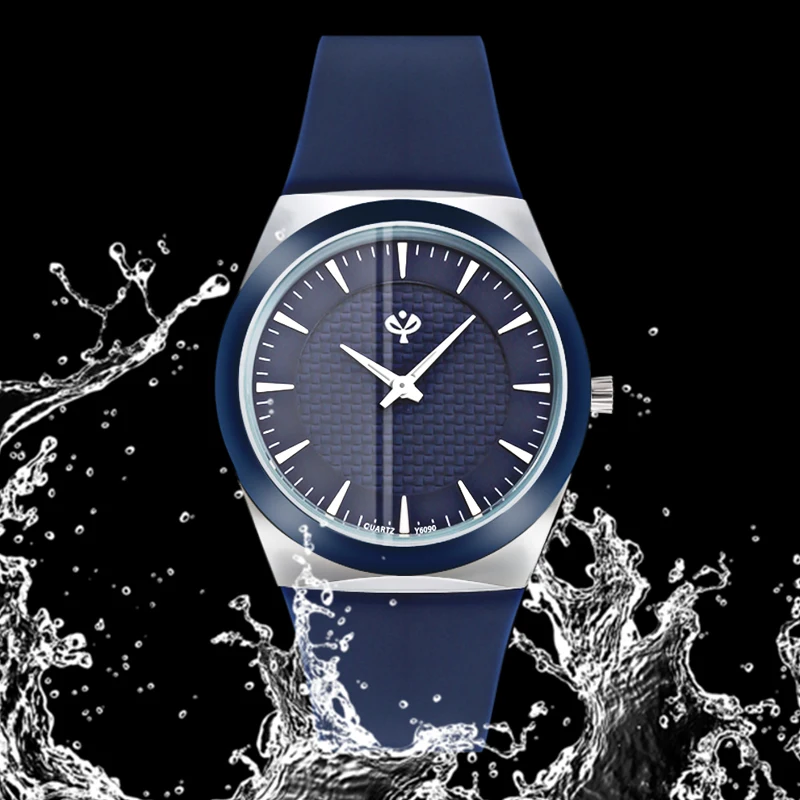 Женские часы, женские наручные часы, модные синие кварцевые часы, водонепроницаемые, с резиновым ремешком, Relojes Para Mujer, с пряжкой, женские часы