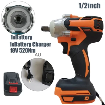 

Cordless Brushless 18V 1/2inch 520Nm Electric Impact Wrench Driver + Battery Set Multi-purpose Power Tools