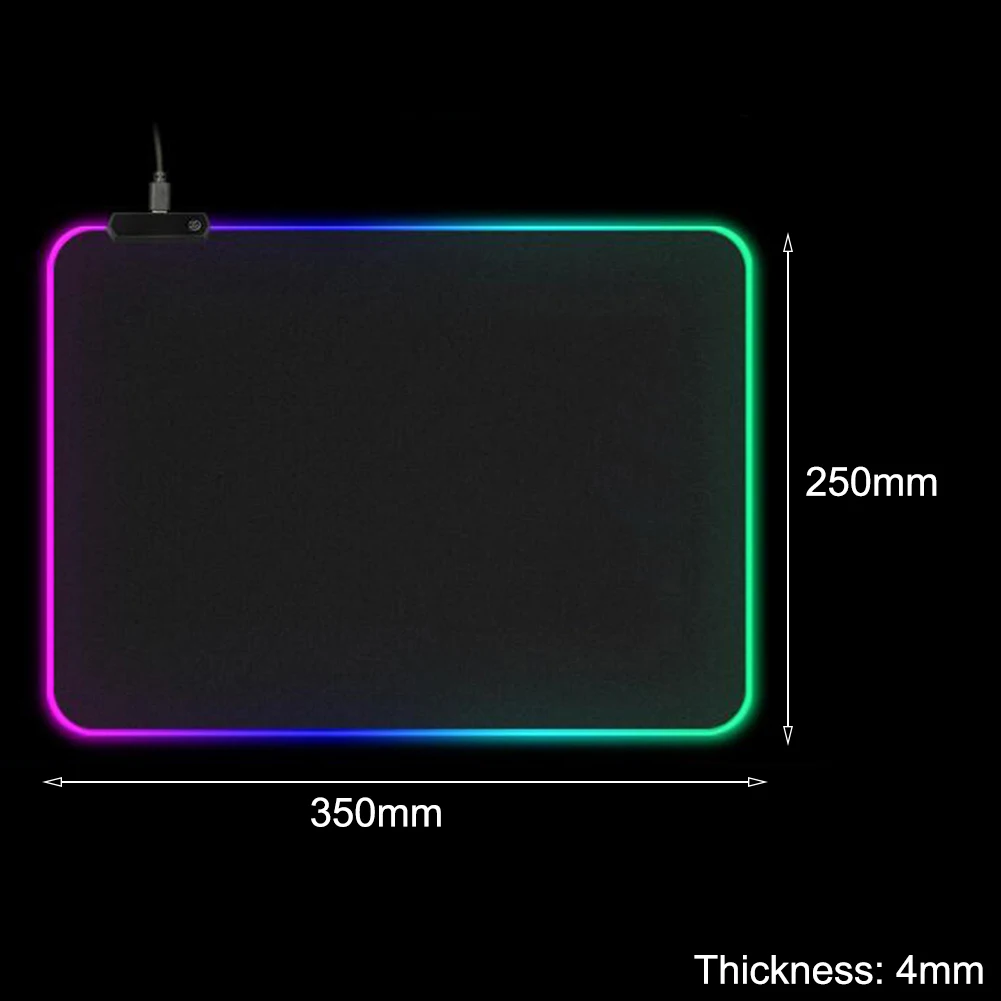 350x250x4mm 900*400 большой RGB коврик для мыши геймерский коврик для мыши блокированный светодиодный резиновый коврик для игровой мыши Противоскользящий коврик для компьютерной мыши - Цвет: 350x250x4mm