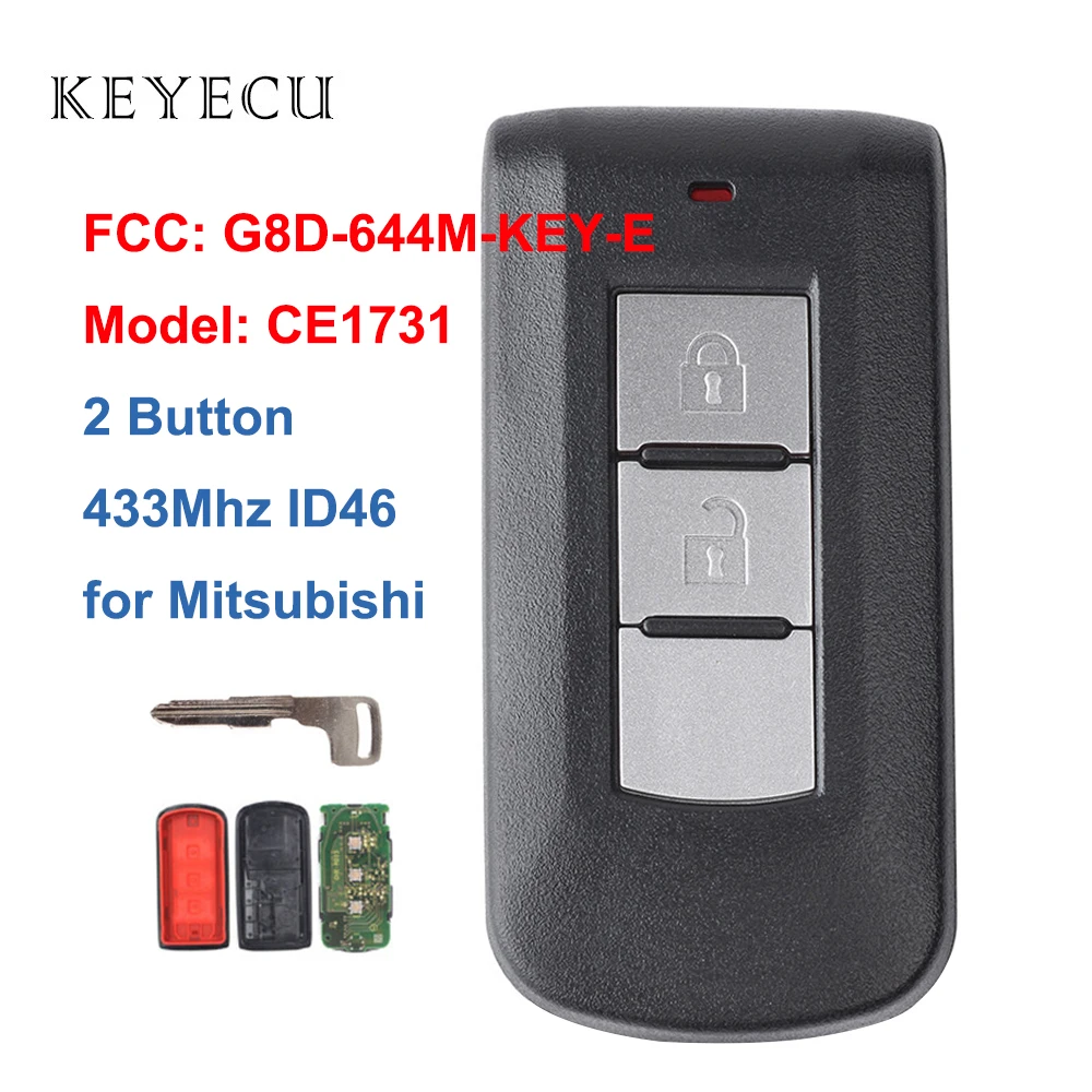 Keyecu дистанционный смарт ключ брелок 2 Button 433Mhz PCF7952 ID46 для Mitsubishi Lancer Outlander ASX FCC: G8D 644M
