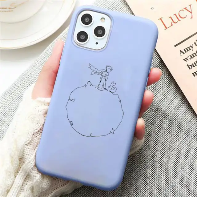 Cartoon Little Prince Phone Case Candy Color Blue for iPhone 11 12 pro XS MAX 8 7 6 6S Plus X 5S SE 2020 XR a6