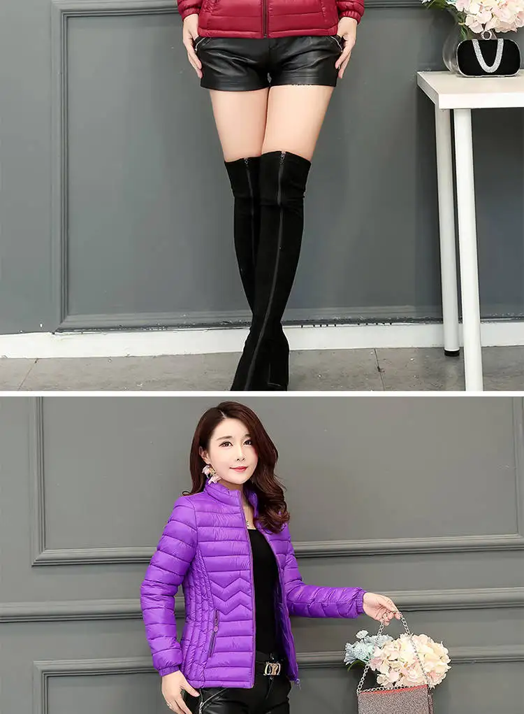7 Colors Short Winter Jacket Women Parka Coat Cotton Plus Size Female Solid Autumn Thin Clothing Outerwear Puffer Quilted Fall