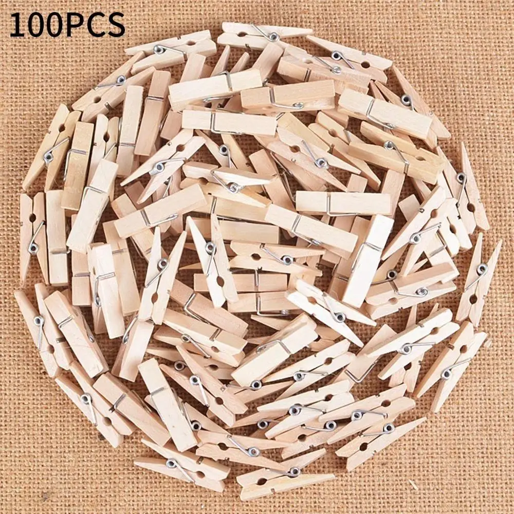 

100pcs-35 mm Mini Natural Wood Clip Craft Decoration Screen Photo Paper Bed Sheet Clips #2D30