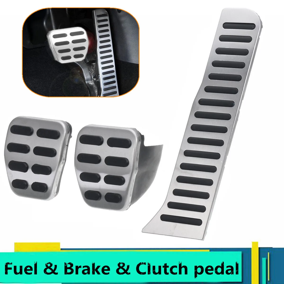 3X MT Car Accelerator Gas Fuel Brake Clutch Foot Pedal Pads Cover For