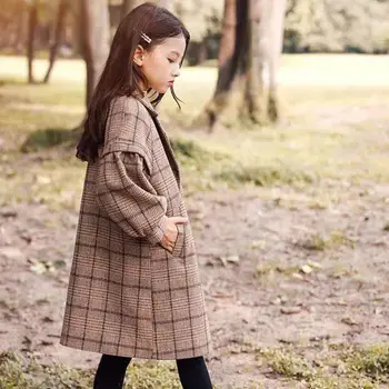 

Girls Woolen Coat Autumn and Winter Children Woolen Coat 2020 New Fashion Children's Clothing Spring and Autumn Plaid Outerwear
