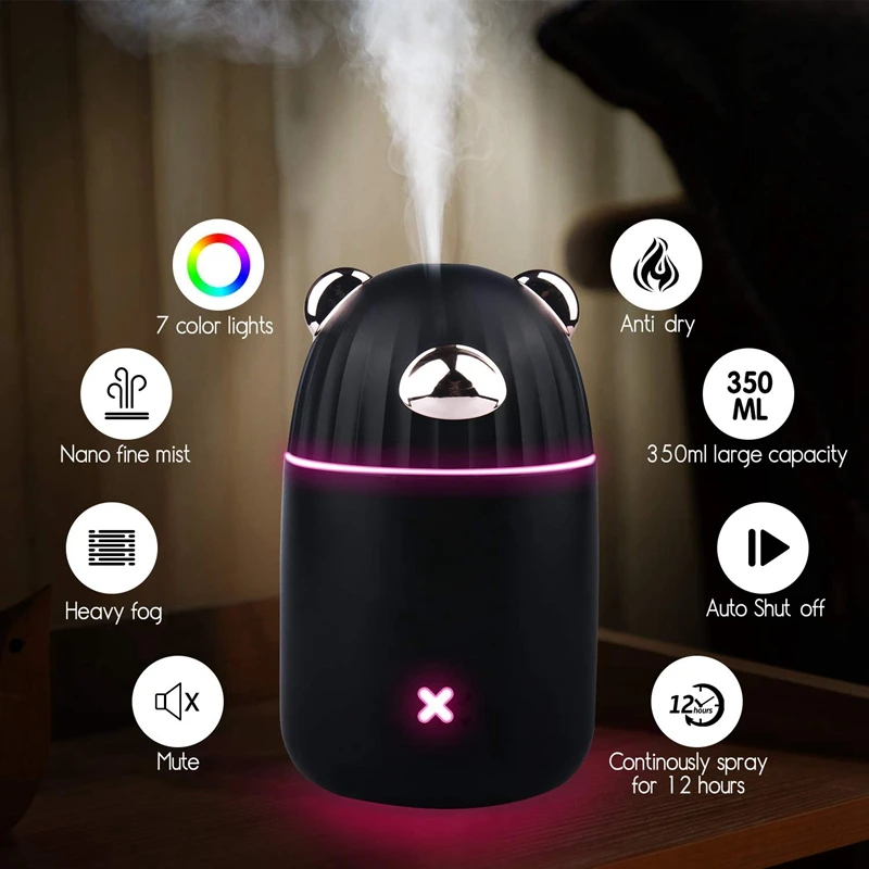 SANQ переносной мини-увлажнитель воздуха, 350 мл USB холодный туман увлажнитель для маленькой комнаты домашний стол офис путешествия, шепот-тихий, автоматический Shu
