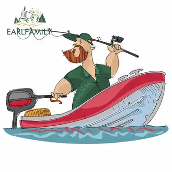 

EARLFAMILY 13cm x 9.1cm for Fisherman Personality Car Sticker Waterproof Scratch-proof Decal Suitable for All Types of Vehicles