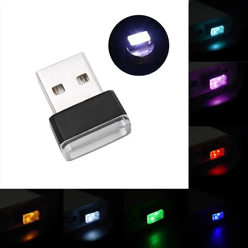 2 шт. светодиодный светильник для автомобиля, авто интерьер, USB атмосферный свет, украшение, аварийная лампа, авто USB светильник, штекер, рассеянный декор, светильник ing W1K0