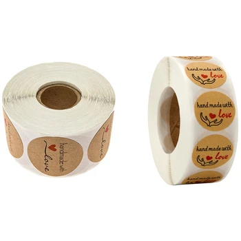 

1000Pcs 1 Inch Round Natural Kraft Handmade "Handmade with Love"- 500Pcs 8 x 5 x 4Cm & 500Pcs 8 x 6 x 5Cm