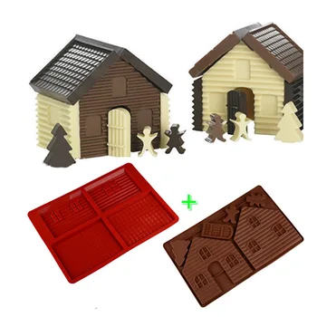 

Large 2 Pcs/Set 3D Christmas Gingerbread House Silicone Mold Chocolate Cake Mould DIY Biscuits Baking Tools