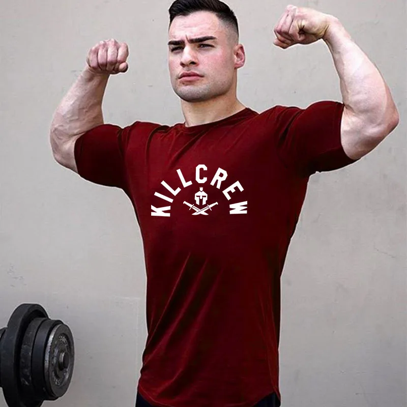 Мужская футболка с надписью Muscle fitness Brothers, повседневный спортивный пуловер с коротким рукавом и круглым вырезом, топы для бега, стиль