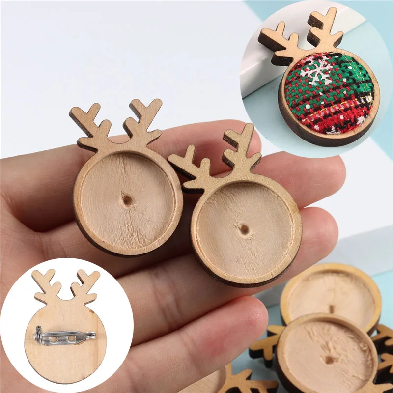 

Louleur Plain Wood Cabochon Brooch Base Settings DIY Deer Shaped Paperclip Christmas Brooches Bezel Tray Jewelry Making Supplies