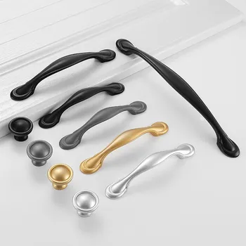 KKFING Modern Simple Black Kitchen Cabinet Knobs and Handles Zinc Alloy Wardrobe Cupboard Door Pulls Furniture Handle Hardware