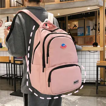 

Teen Girls School Bags Backpacks Women Large Capacity Nylon Black College Bookbag Student High Schoolbag Female Bag Pack Big New