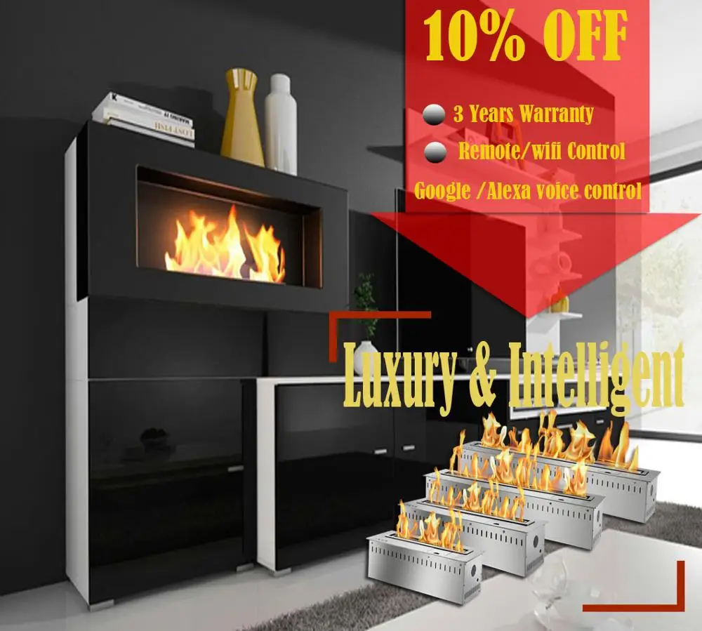 

hot sale 18 inches bioethanol fires linear burner insert smart control fireplace