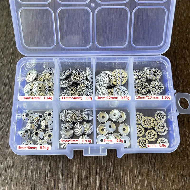 JunKang 80pcs 8-11mm Boxed Metal Alloy Gasket Spacer Connector DIY Bracelet Necklace Jewelry Crafts Jewelry Accessories