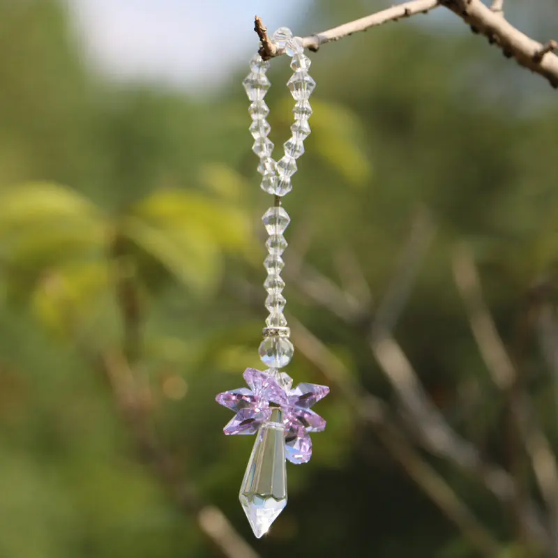 1 шт. Хрустальный висячий Ангел Suncatcher орнамент Радуга производитель люстра Защита от солнца Ловцы окна Рождественский Декор подарок - Цвет: purple