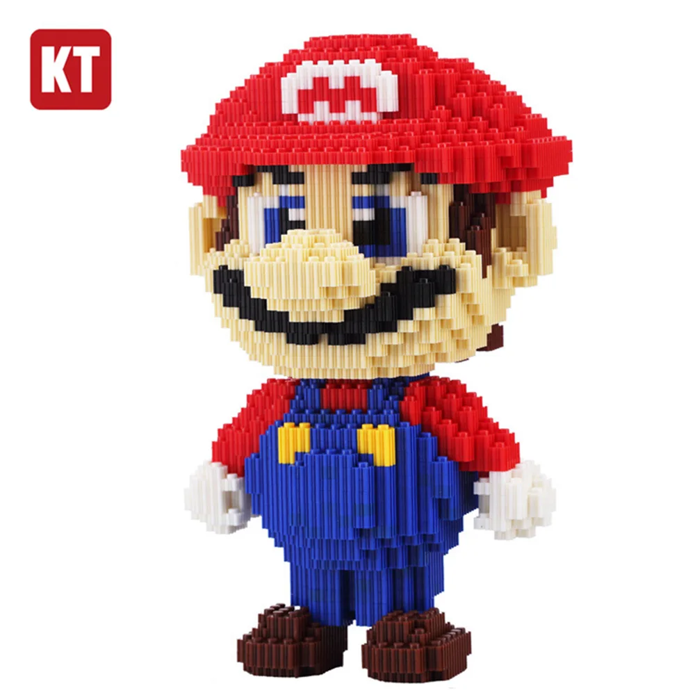 

KT Super Game Video Mario Building Blocks Luigi Red Hero Figure 3D Model DIY Small Blocks Mini Diamond Bricks Toy for Boy Gifts