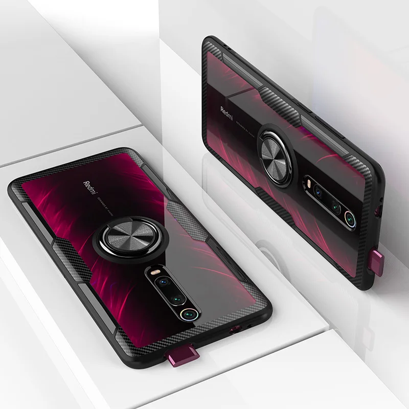 Для Xiaomi mi 9T красный mi K20 Pro Чехол для телефона роскошный TPU рамка прозрачная PC задняя крышка Алюминиевый кольцевой кронштейн противоударный