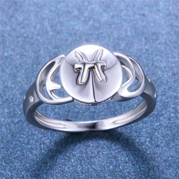 

Cute Female Zircon Pisces Constellation Ring Minimalist 925 Sterling Silver Finger Ring Fashion Party Wedding Rings For Women