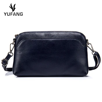 

YUFANG Genuine Leather Shoulder Bag Ladies Candy Color Women Messenger Bag Natural Cowhide Shopping Bag For Female