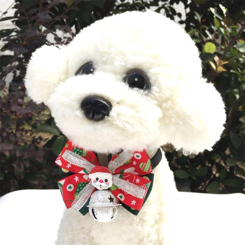 Christmas Holiday Pet Cat Dog Collar Bow Tie Adjustable Neck Strap Cat Dog Grooming Accessories Pet Product Supplies Christmas