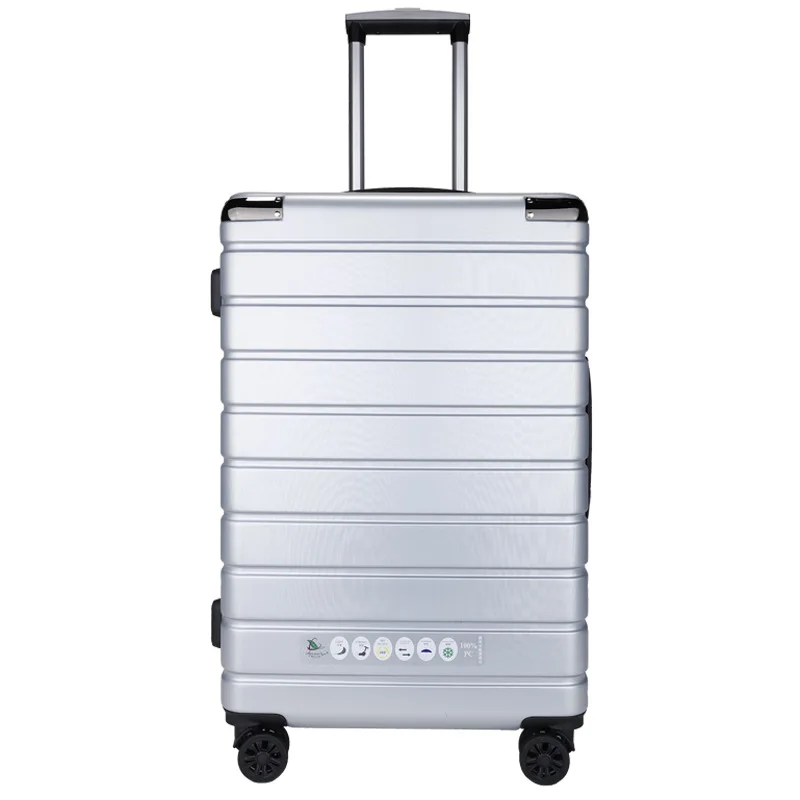 ABS+ поликарбонатовый чемодан на колесах чехол для мужчин и женщин чемодан Спиннер колеса прокатки багажа 20 24 28 дюймов дропшиппинг - Цвет: silver